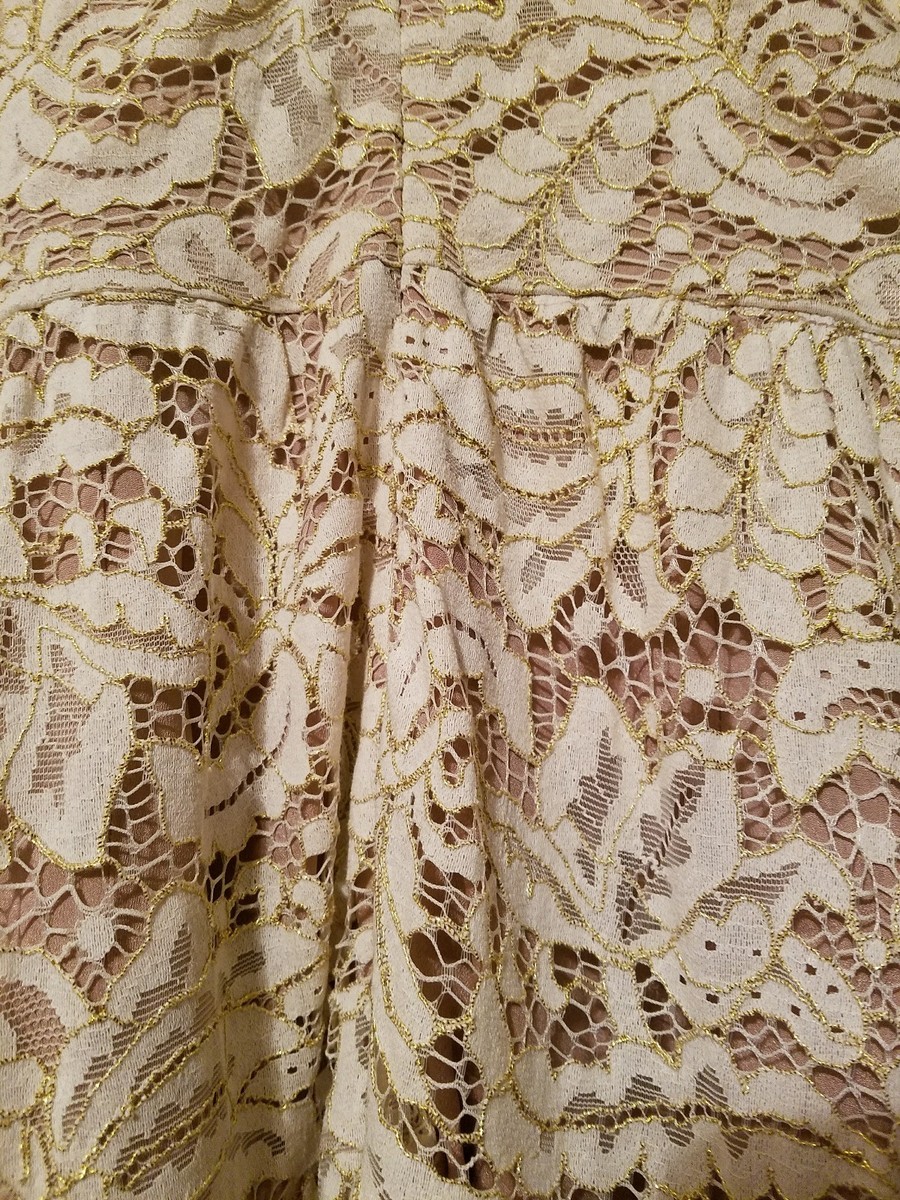 Dress The Population Melina Lace Maxi Dress Ivory Gold Sz 2 | eBay