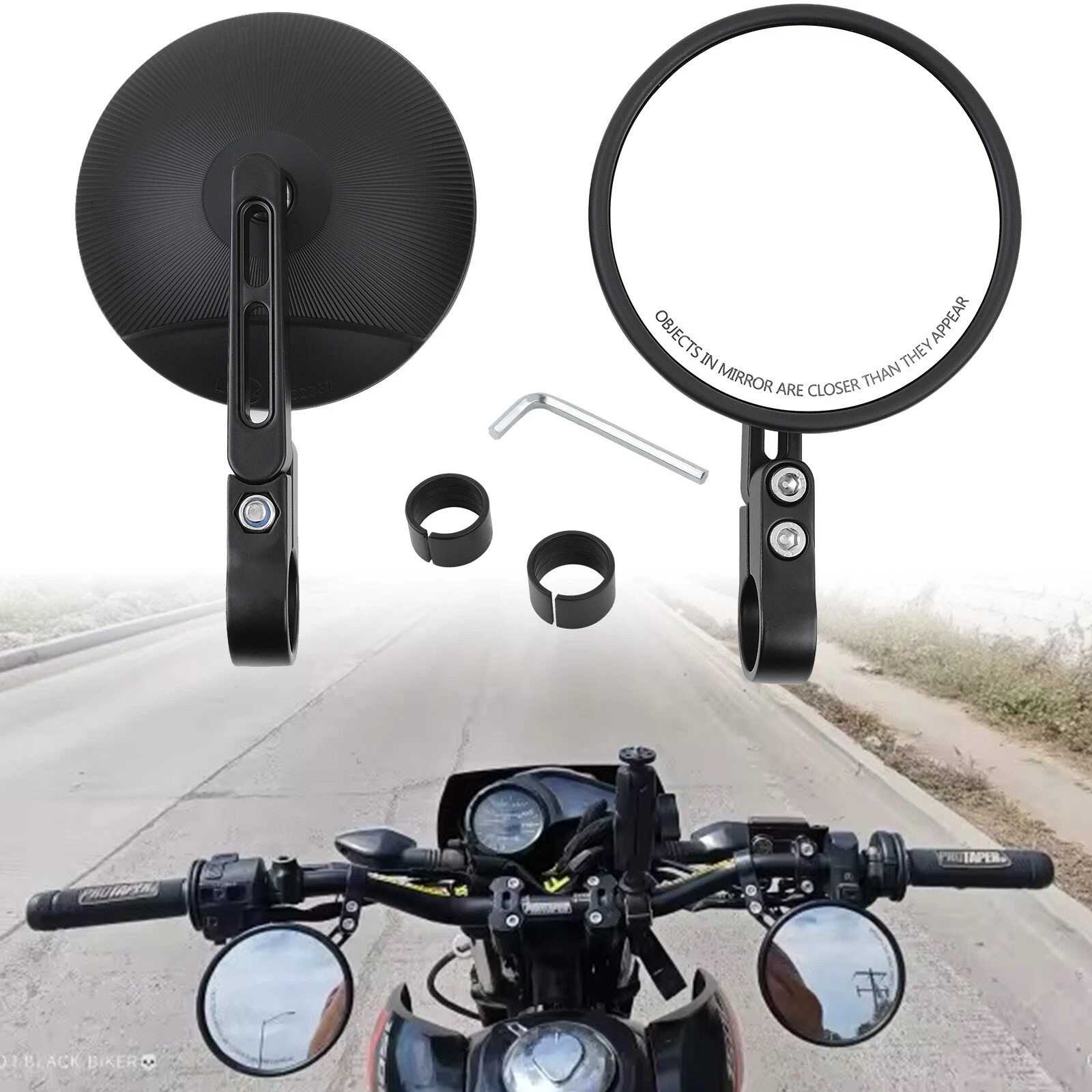 Motorcycle Round 7/8" 1" Handlebar Rear Side Mirrors For ADV Dirt Bike Off Road