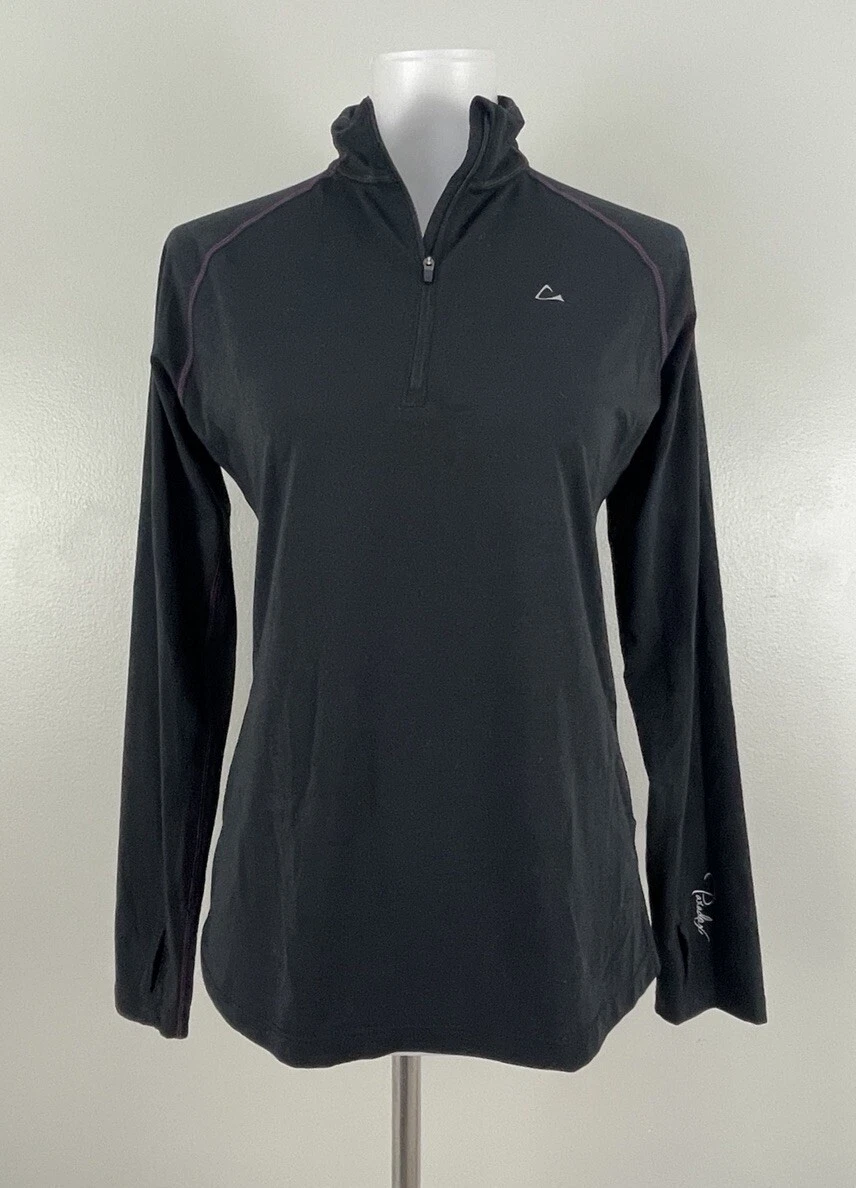 Paradox Merino Blend 1/4 Zip Base Layer Shirt DriRelease Thumb Hole Black Medium