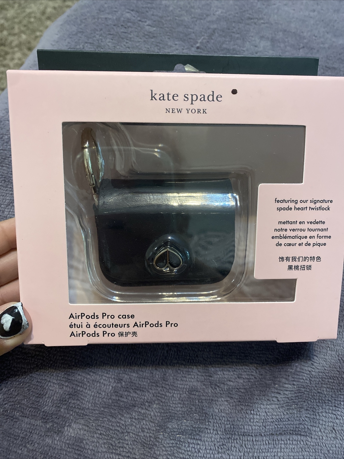 New In Box Kate Spade Black Leather  AirPods Pro Case-image