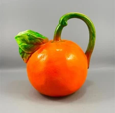 Vintage 1982 The Haldon Group Pottery Orange Shaped Pitcher 7.5" Tall