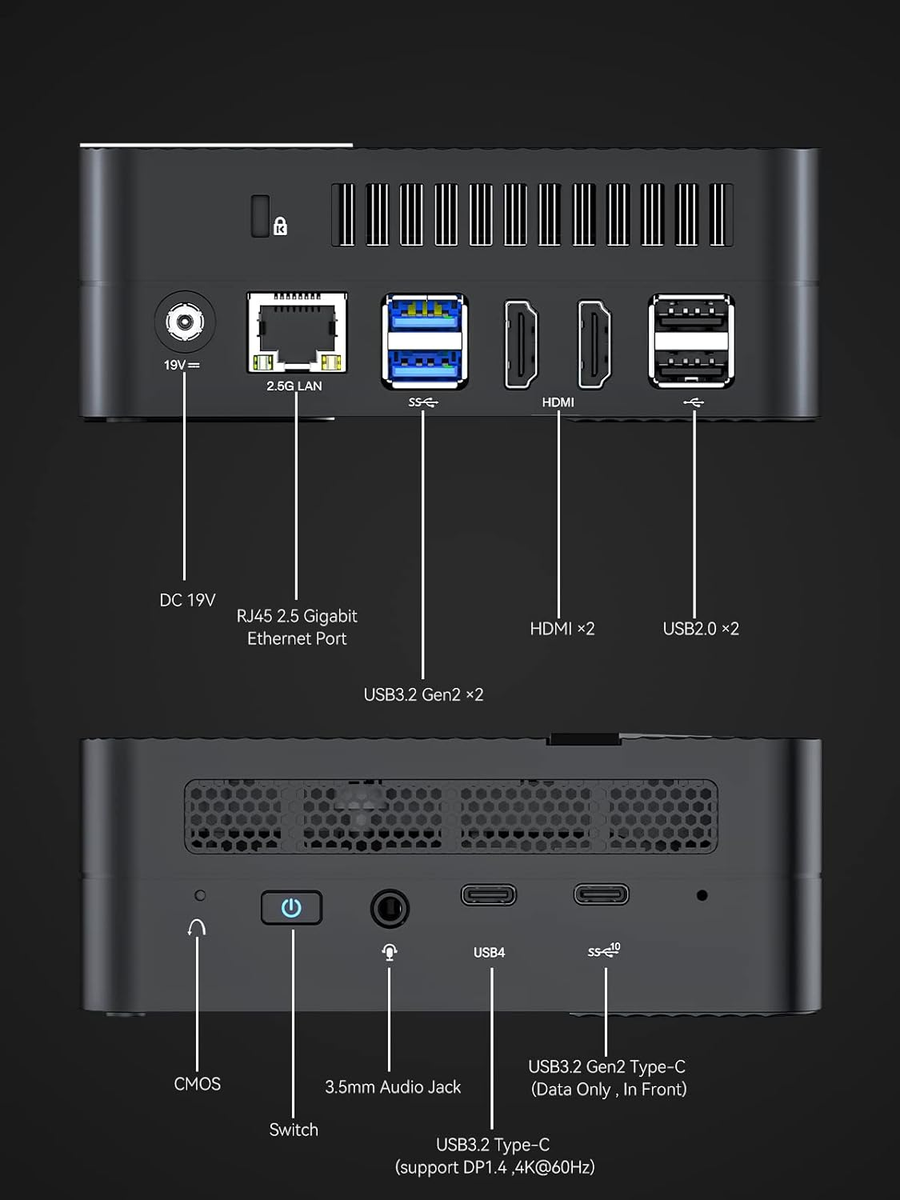 MINISFORUM UM560 XT AMD Ryzen 5 5600H Mini PC 16GB RAM 512GB PCIe