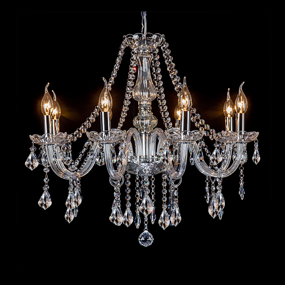 New Elegant Crystal Glass Chandelier 6-8 Light Pendant Ceiling Lighting Fixture