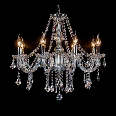 New Elegant Crystal Glass Chandelier 6-8 Light Pendant Ceiling Lighting Fixture