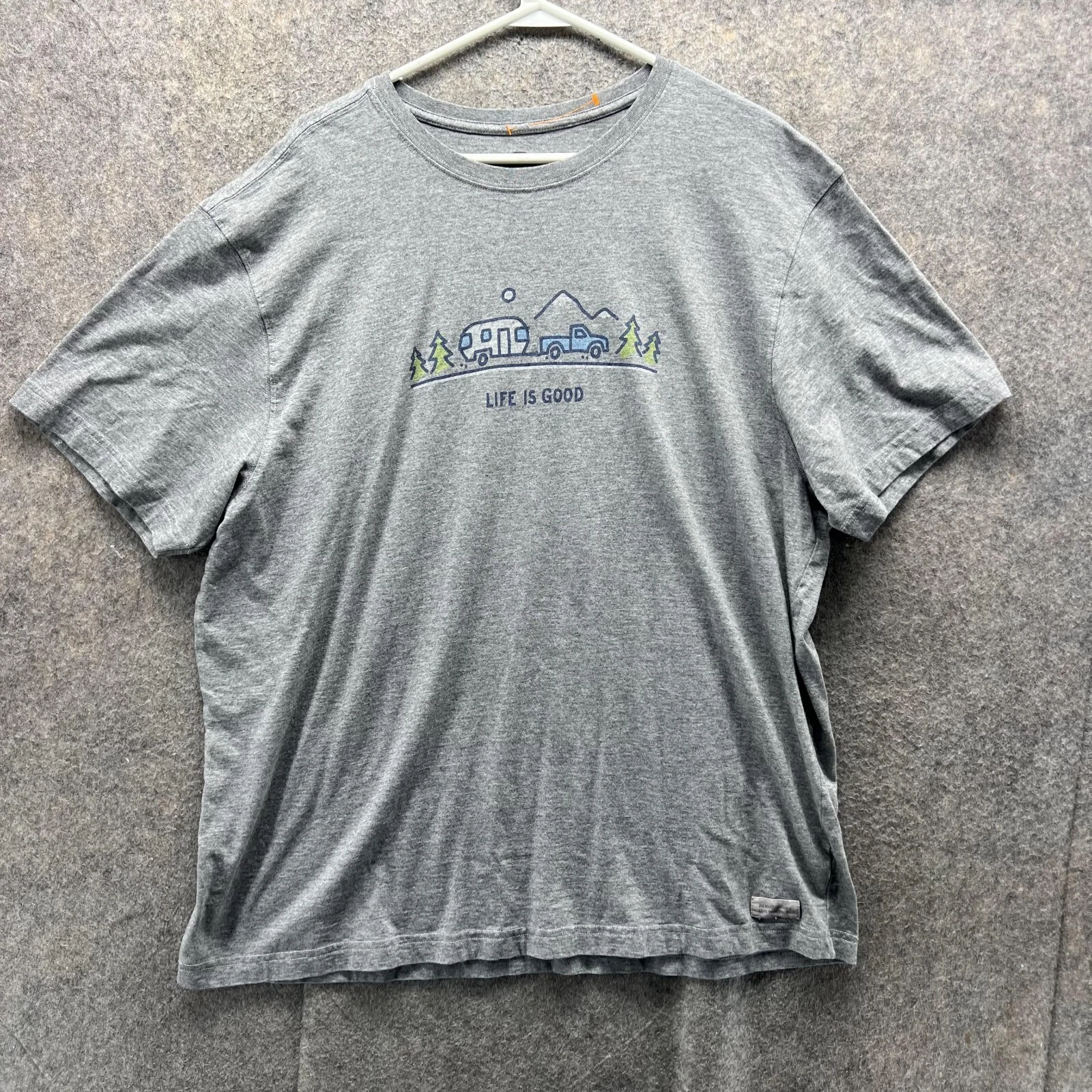Life Is Good Shirt Men Extra Large Heather Gray Casual Tee Crewneck Camping