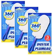 3 Packs Scrub Buddies 360 Degree Static Dusters 3 Handles 6 Dusters Clean Wood a