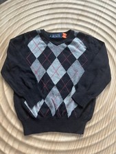 The Childrens Place Toddlers Boys 2T Argyle Sweater Black,Gray  Red Long Sleeve