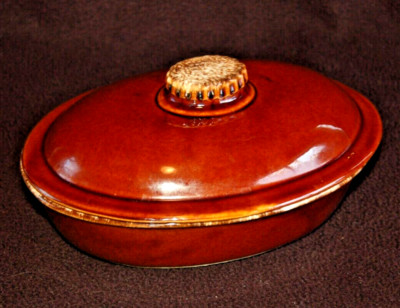 BROWN DRIP ~ Oval Casserole ~ Oven Proof by HULL ~ 1-1/2 qt ~ VGC