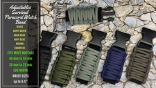 20 22mm Customized Black Blue Green Navy Adjustable Paracord Watch Straps