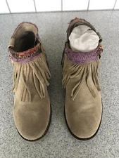 NEW! Women's Coolway Naim Fringe Leather/Suede Bootie in Tan Size 6