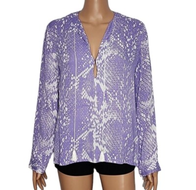 Karina Grimaldi Women's  Purple/White  Size XS Tasseled  Long Sleeve blouse