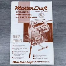 Vtg Master Craft Sabre Jig Saw Operating Maintenance Parts Manual Brochure