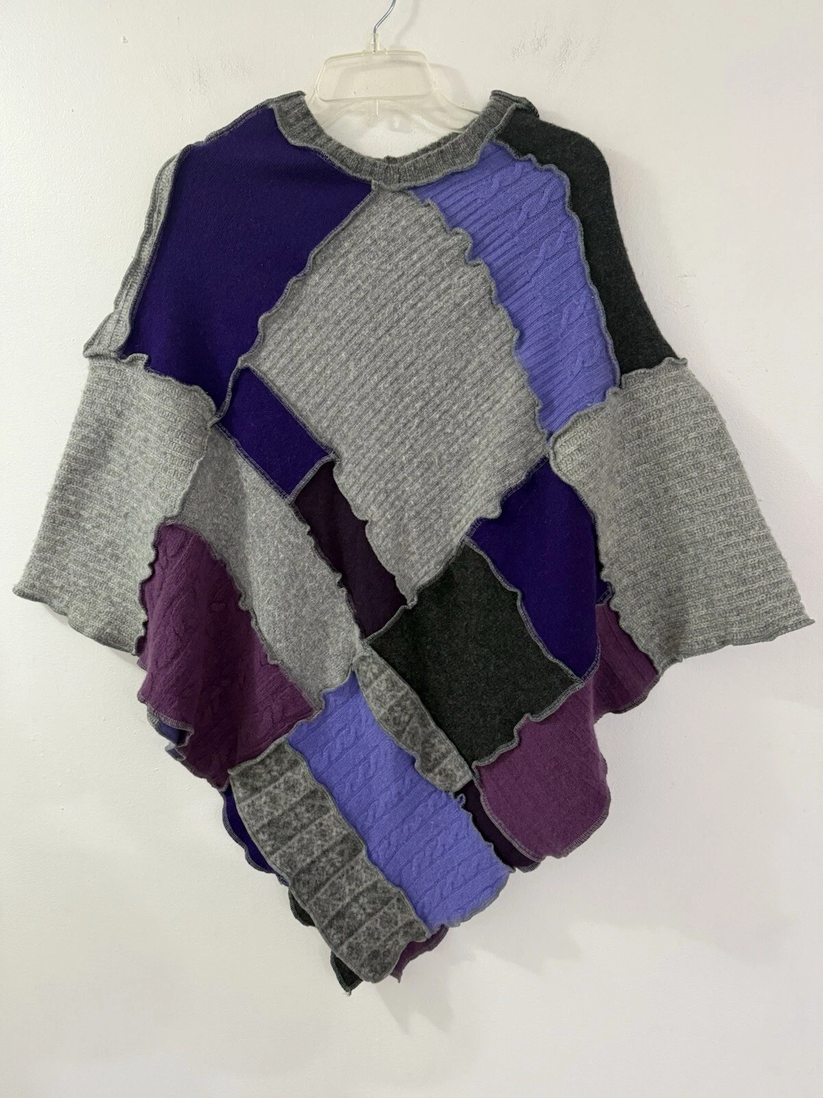 VTG Lauren Ralph Lauren Womens 100% Cashmere Poncho Sweater Colorblock Size M/L