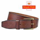 Mens Leather Belts Genuine Pure Leather Brown Brass Buckle Trouser Jeans Gift
