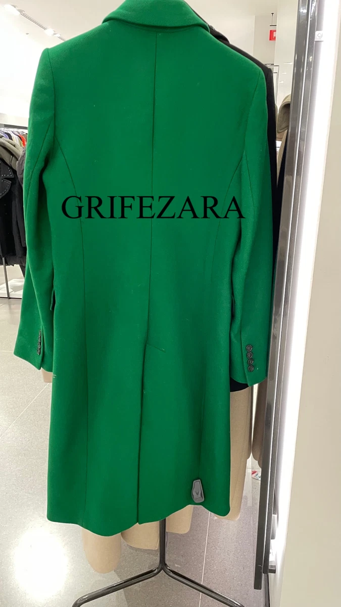 Emerald green top coat zara