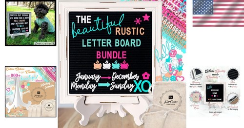 Farmhouse Vintage Felt Letter Board with Custom Easel - 800+ Letters Included - Picture 2 of 10