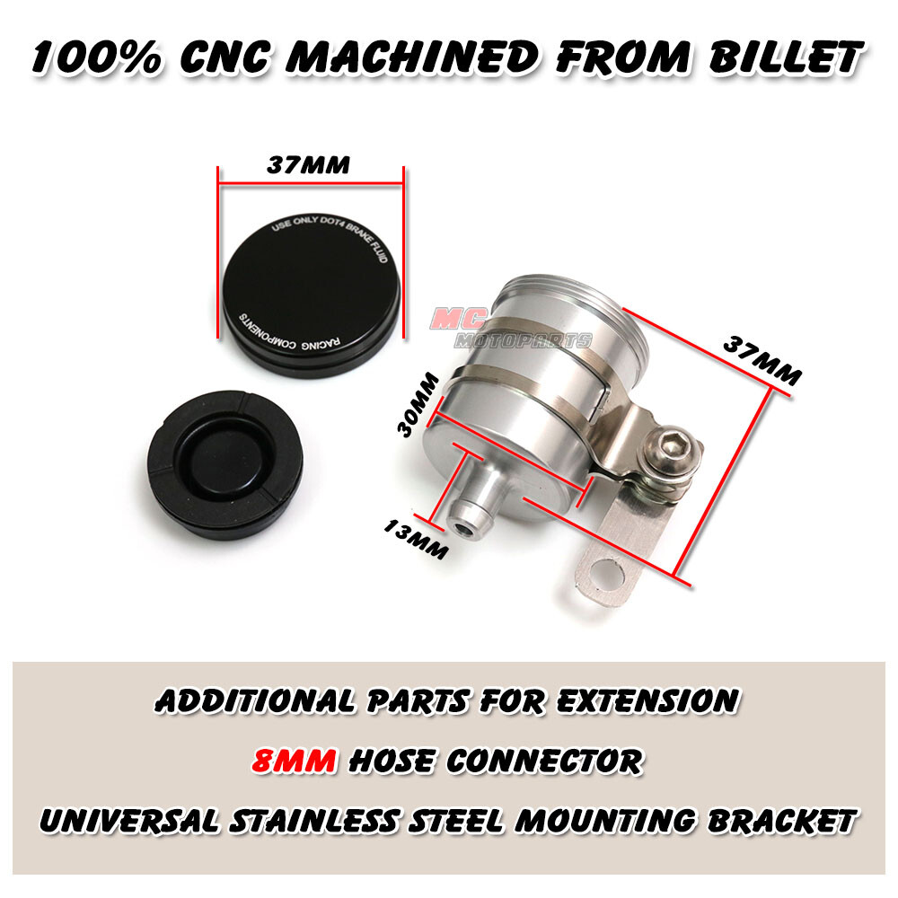 CNC Silver Rear Brake Fluid Reservoir Tank For Yamaha YZF R6 1998 1999