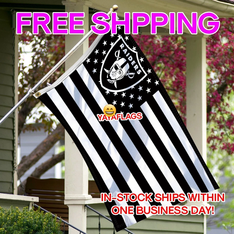 Banner Raiders FLAG 3X5 Las Vegas "Raider Nation" Nuevo Envío GRATIS Vendedor de EE. UU. Foto 2 de 4