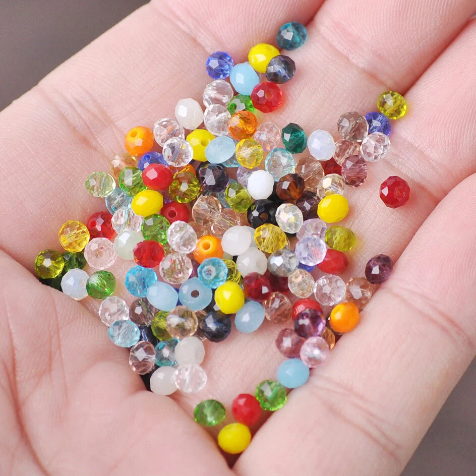 500pcs 4x3mm Rondelle Faceted Crystal Glass Loose Beads lot for Jewelry Making - Image 2 of 4