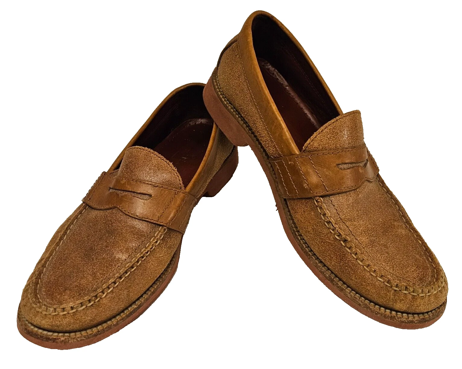 NIKE SCARPE MOCASSINO COLE HAAN BICOLORE PELLE PENNY C10576 MARRONE CHIARO DA UOMO TAGLIA 9M M D12