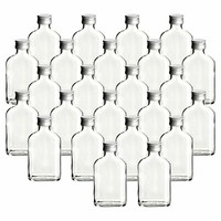 24Er Set Glasflaschen 100 Ml Flachmann Mit Schraubdeckel Silber - Taschenflasche