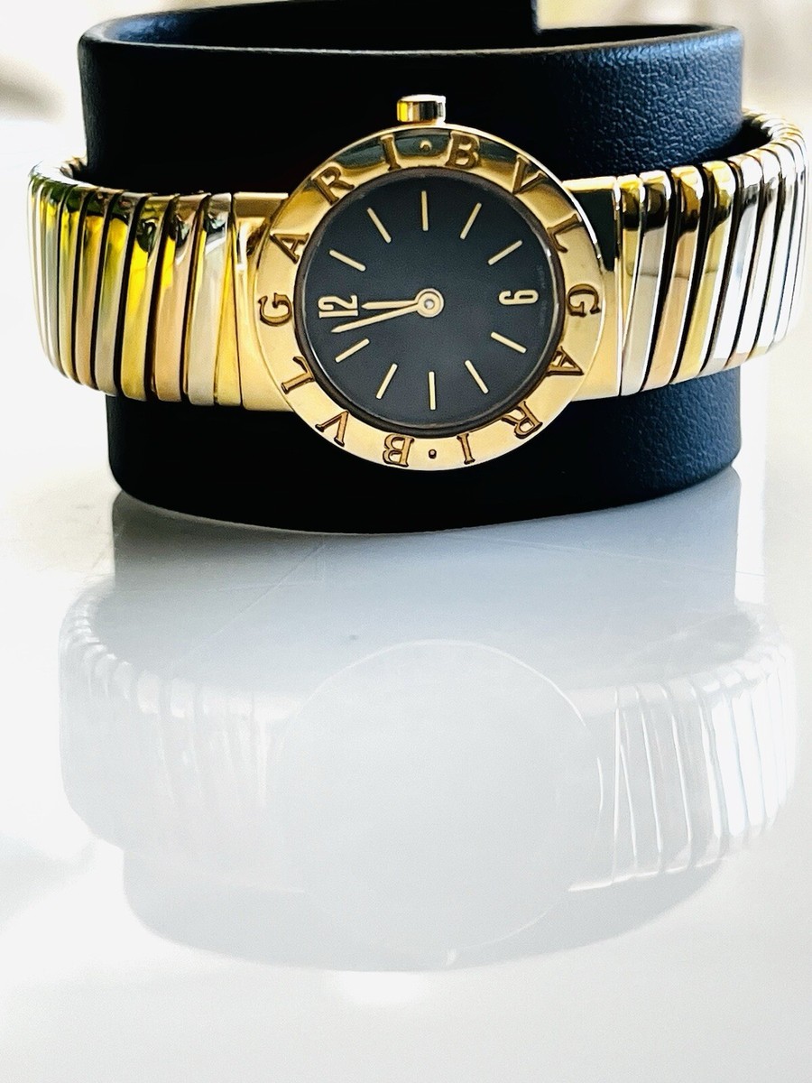 Vintage BVLGARI TUBOGAS 18K Solid Tricolor Gold Lady's Watch