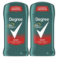 2 PACK MEN ANTIPERSPIRANT DEODORANT DEGREE STICK SPORT 48 HOUR PROTECTION 2.7 oz