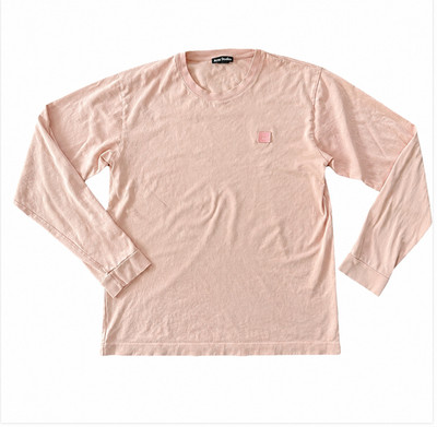 Acne Studios Face Patch Long Sleeve T Shirt Men Medium Crewneck Pink Portugal