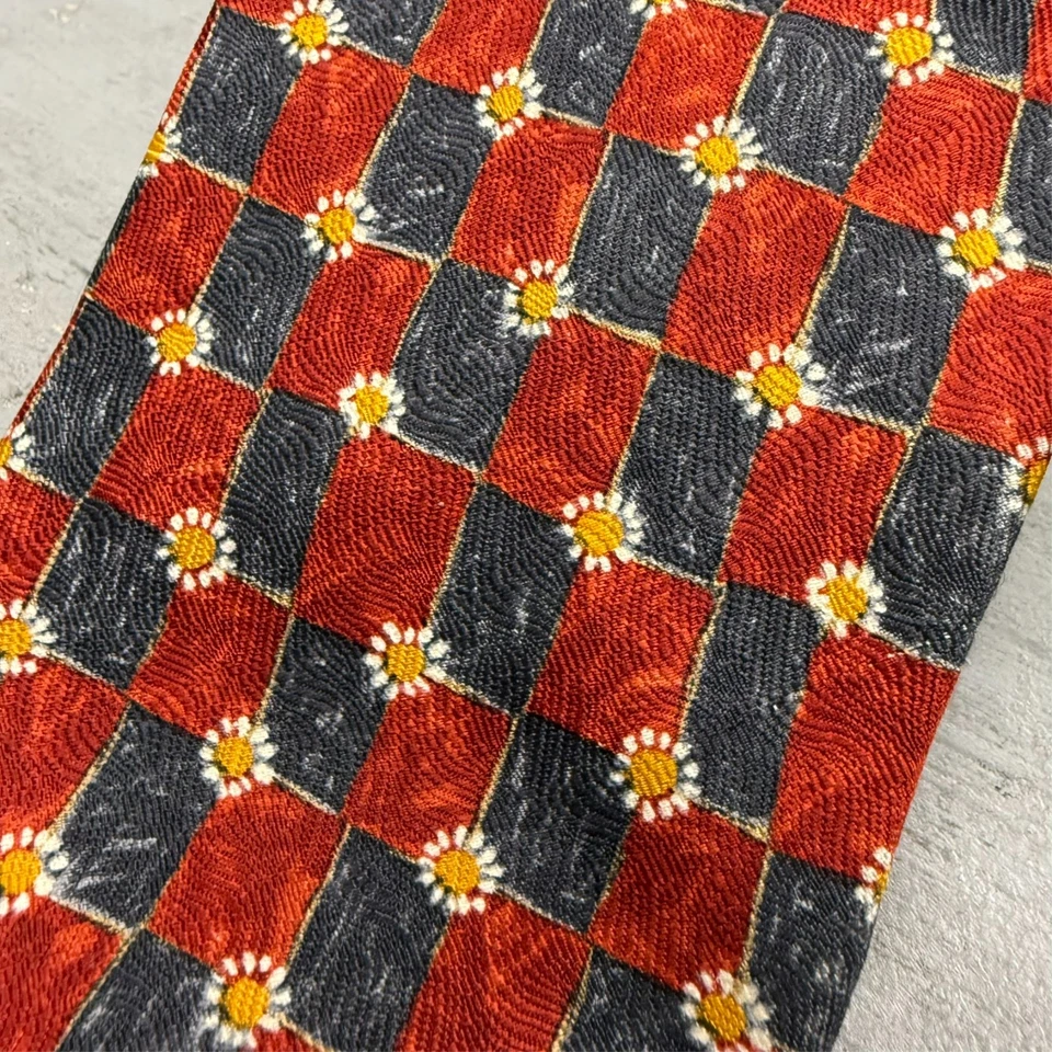 Ermenegildo Zegna Corbata Floral Caja 100% Seda Satén Hecho en Italia Rojo 3.5" Foto 3 de 4