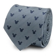 Disney Mickey Mouse Silhouette Blue Herringbone Men's Tie