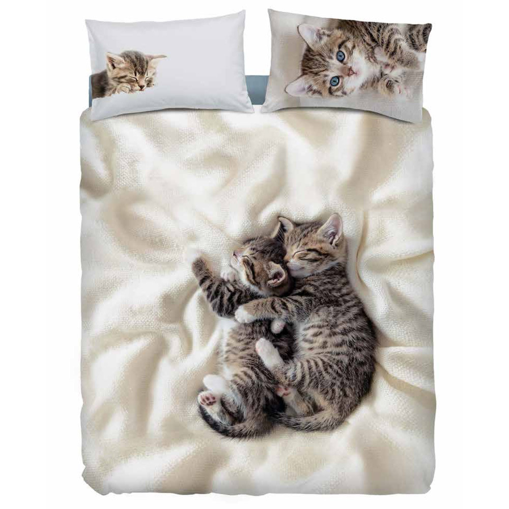Bassetti Coccole Time Kitten Duvet Cover Set Soft Cozy Bedding-image