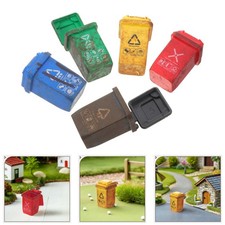 5pcs Mini Trash Can: Toy Mini Garbage Sorting Cans - 1:87 Vintage Miniature