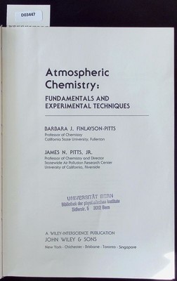 Atmospheric chemistry. Fundamentals and experimentals techniques. Finlayson-Pitt