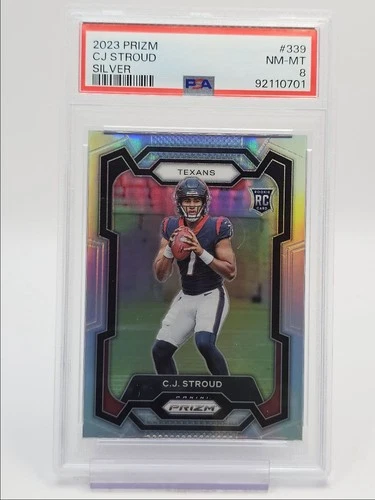 C.J. STROUD 2023 PANINI PRIZM ROOKIE FOOTBALL SILVER RC PSA 8 Q5190