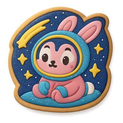 Meteor Shower Chibi Space Bunny Cookie Cutter & Stamp - 4x3.7