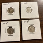 Lot Of 4 - 90% Silver Mercury Dimes - 1944D