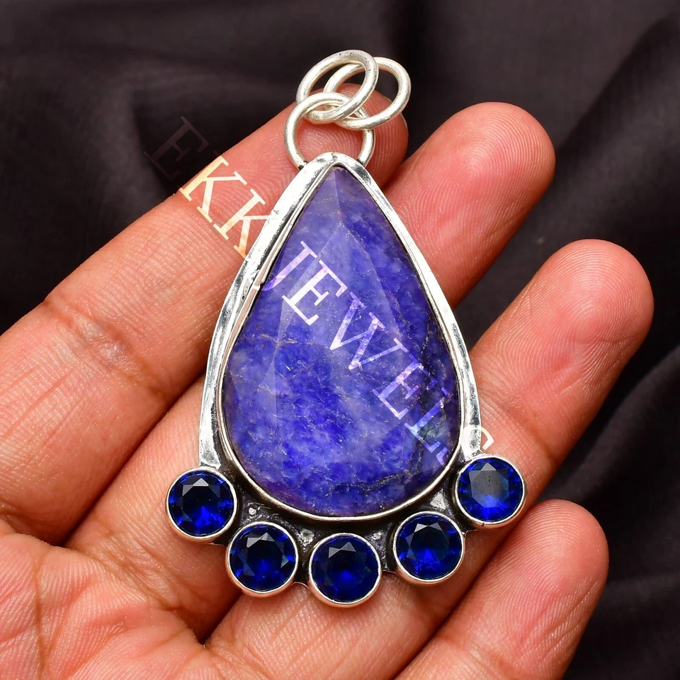 Ciondolo gioiello fatto a mano con pietra preziosa in argento sterling 925... - Immagine 2 di 4