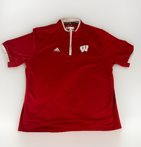 Wisconsin Badger Adidas Polo XL Red Climate Zipper