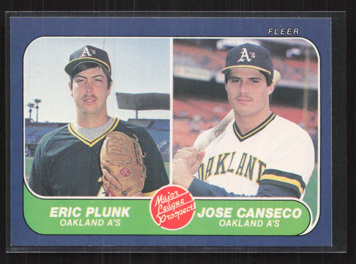 1986 Fleer #649 Eric Plunk / Jose Canseco - NM/MT+ RC