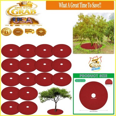 16 Pcs Tree Mulch Rings 32.2 Inch Non Woven Weed Barrier Fabric Red
