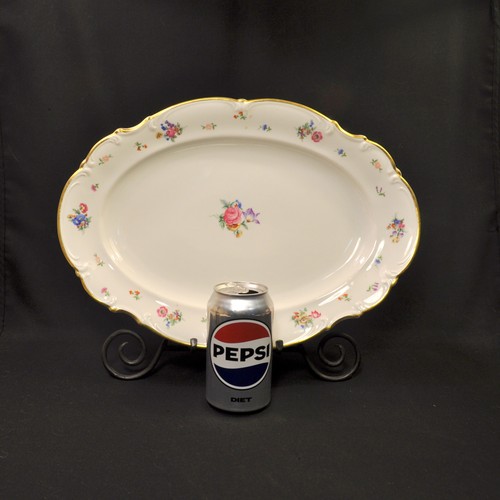 Hutschenreuther Platter 15"X10.5" Floral wGold The Mayfair White #7619 1939-1964 - Picture 4 of 15