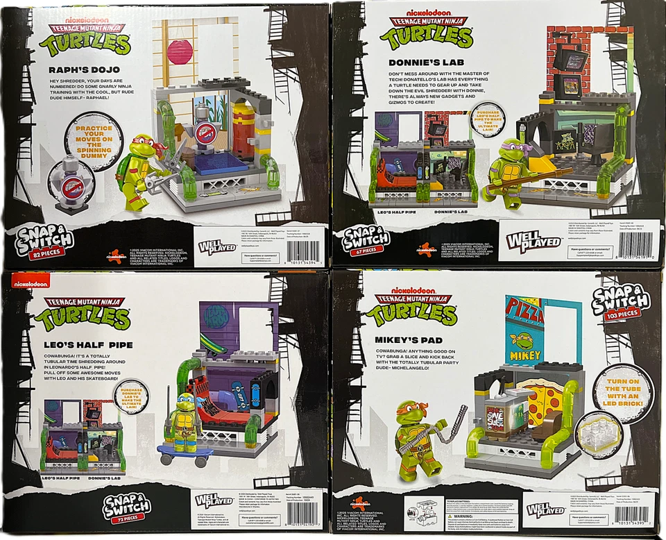 Lote de 4 juegos de construcción Teenage Mutant Ninja Turtles: Snap & Switch NUEVO Foto 2 de 2