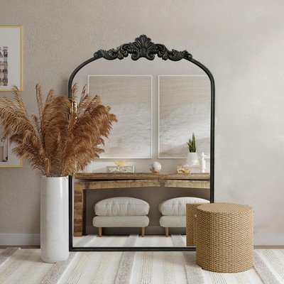 Arched Mirror,Black Traditional Vintage Ornate Baroque Mirrors,Antique Brass ...