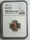 1934 Lincoln Wheat Cent MS 64 RD