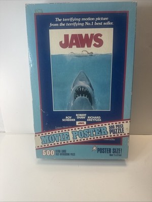Jaws Movie Poster, 500 Extra Large Piece Puzzle Poster Size (Damaged) Complete