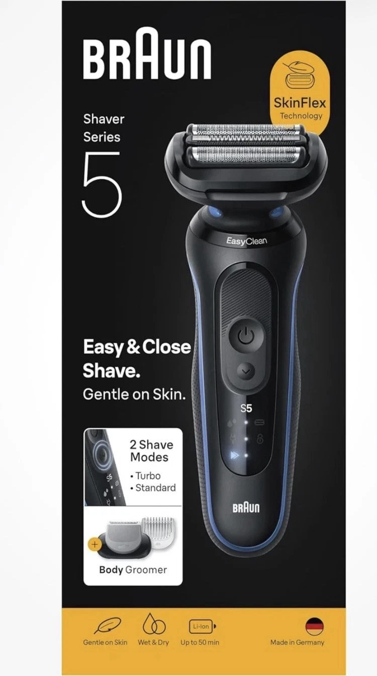 Braun Series 5 52-B1600S Wet Dry Electric Shaver Turbo Mode + Body Groomer