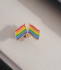 Double Rainbow Flag Gay Pride Vintage Lapel Pin - Awareness Ally LGBT Queer Pin