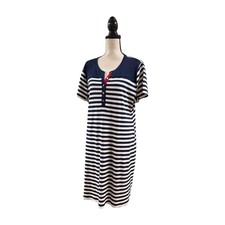 Chaps Navy and White Striped Pullover Dress XXL, Short Sleeve, Nautical