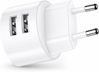 USB Steckdosenadapter Flach 2 USB-A Ports 5V 2,1A LadegeräT FüR Zuhause
