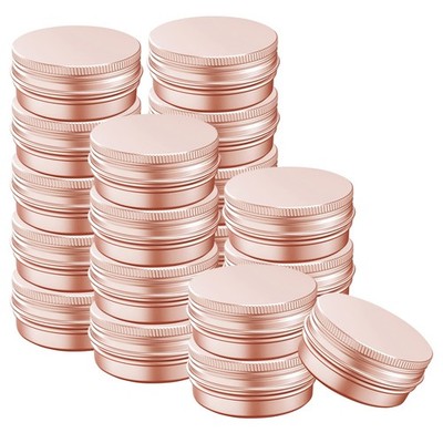 20 Pcs Aluminum Tin 2oz Screw Cap Containers for Balm Cream Rose Gold